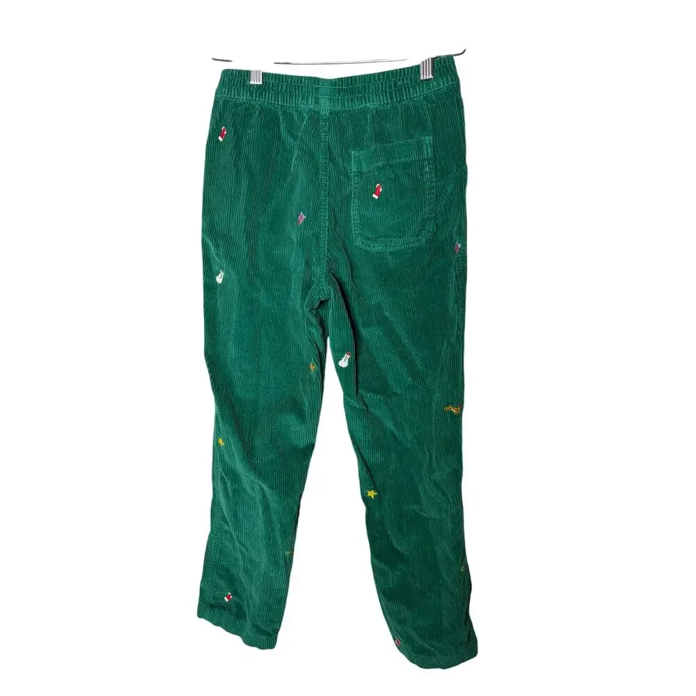 Mini Boden Green Corduroy Christmas embroidery pants sz 11-12yo